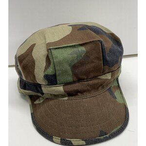 VTG Military Issue Camo Hat Cap Utility Woodland Camouflage Pattern II Small